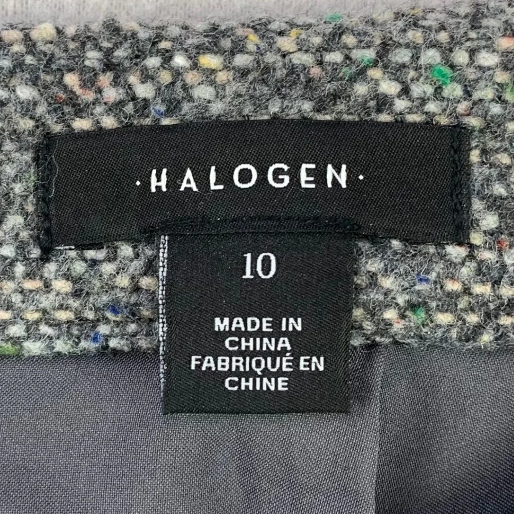 Halogen Tweed Ruffle Hem Skirt Women 10 Gray Wool Office Professional Career